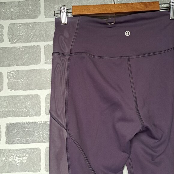 Lululemon Power Lines Crop *21 Inches In Cyber / Dark Chrome Purple Size 8 - Picture 8 of 10